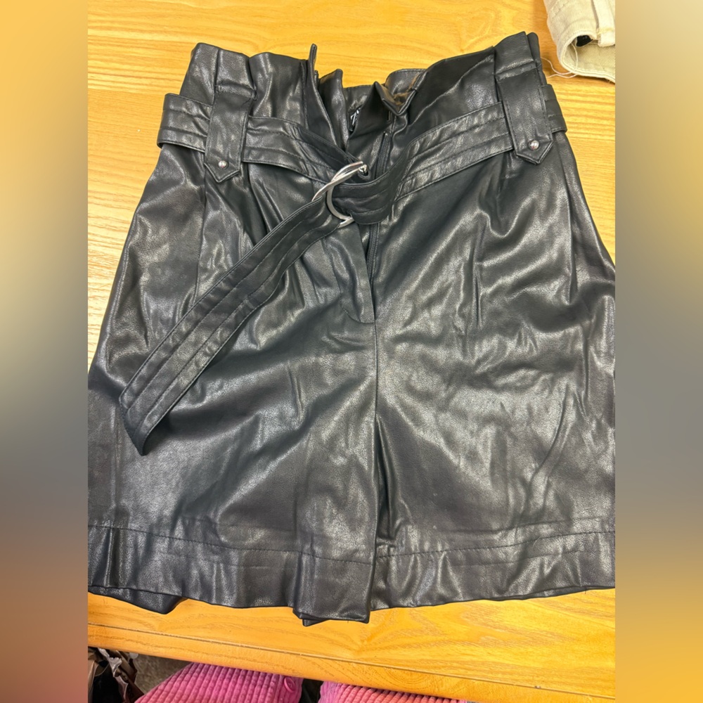 Zara Black Faux Leather Shorts